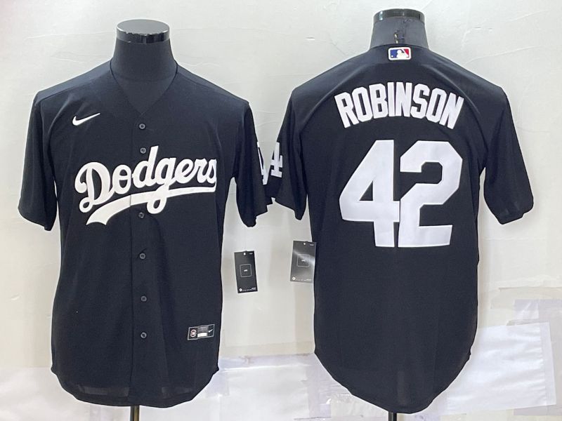 Men Los Angeles Dodgers 42 Robinson Black Inversion Nike 2022 MLB Jersey